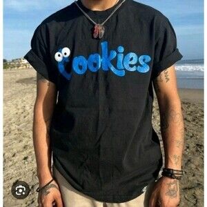Cookies Mens Size Large L Graphic Logo T-Shirt Black/Blue Cookie Monster